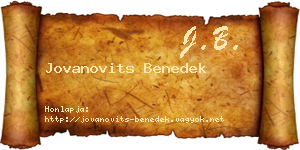 Jovanovits Benedek névjegykártya